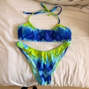 Kendall & Kylie Vibrant Blue and Yellow Womens Bikini